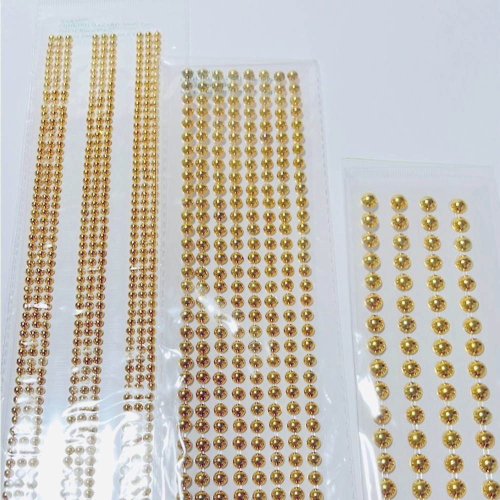 Pack of 3 Gold Adhesive Gem Strips small medium large all new